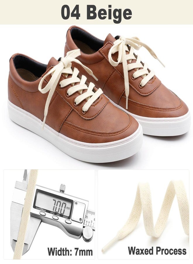 DELELE Flat Waxed Cotton Shoelaces: 39 inch Beige Wax Shoe Laces for Sneakers Boot 2 Pair - Image 3